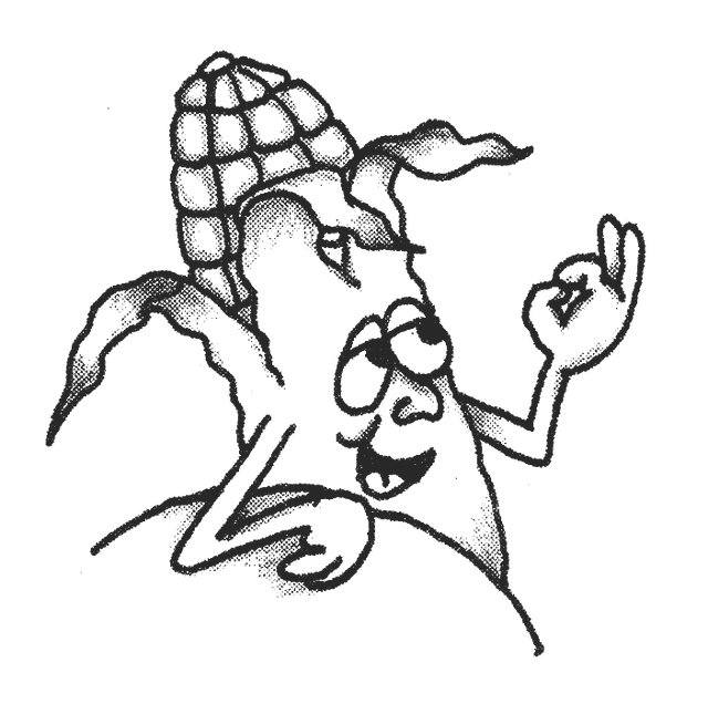 Hands Down corn mascot illustration